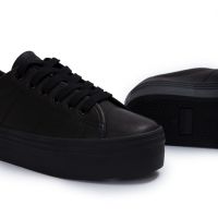 PLATO M SNEAKER - NAPPA/PATENT - BLACK/BLACK