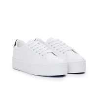PLATO M SNEAKER - NAPPA/PATENT - WHITE/BLACK