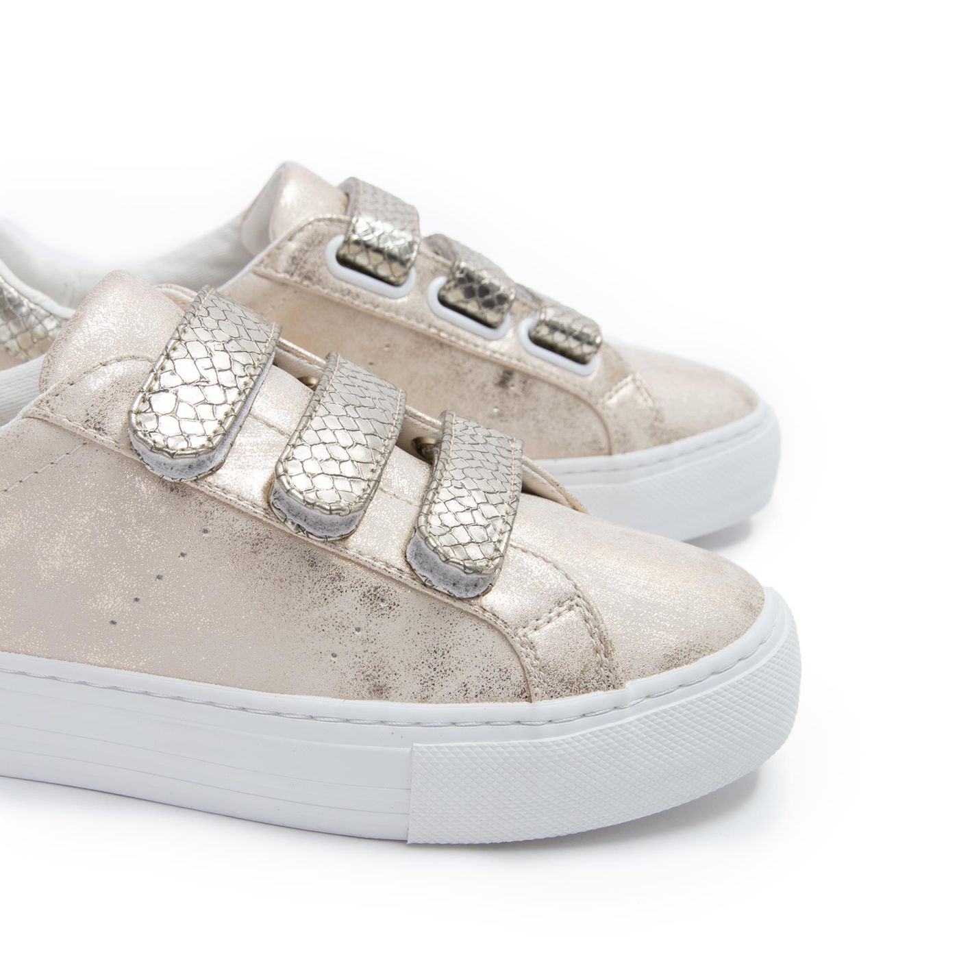 Sneakers Plateforme Arcade Straps Gloom Reptil Amande L.Gold No Name pour Femme