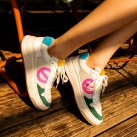 BRIDGET SNEAKER - GRAIN/RIVA/SUED - WHITE/PINK