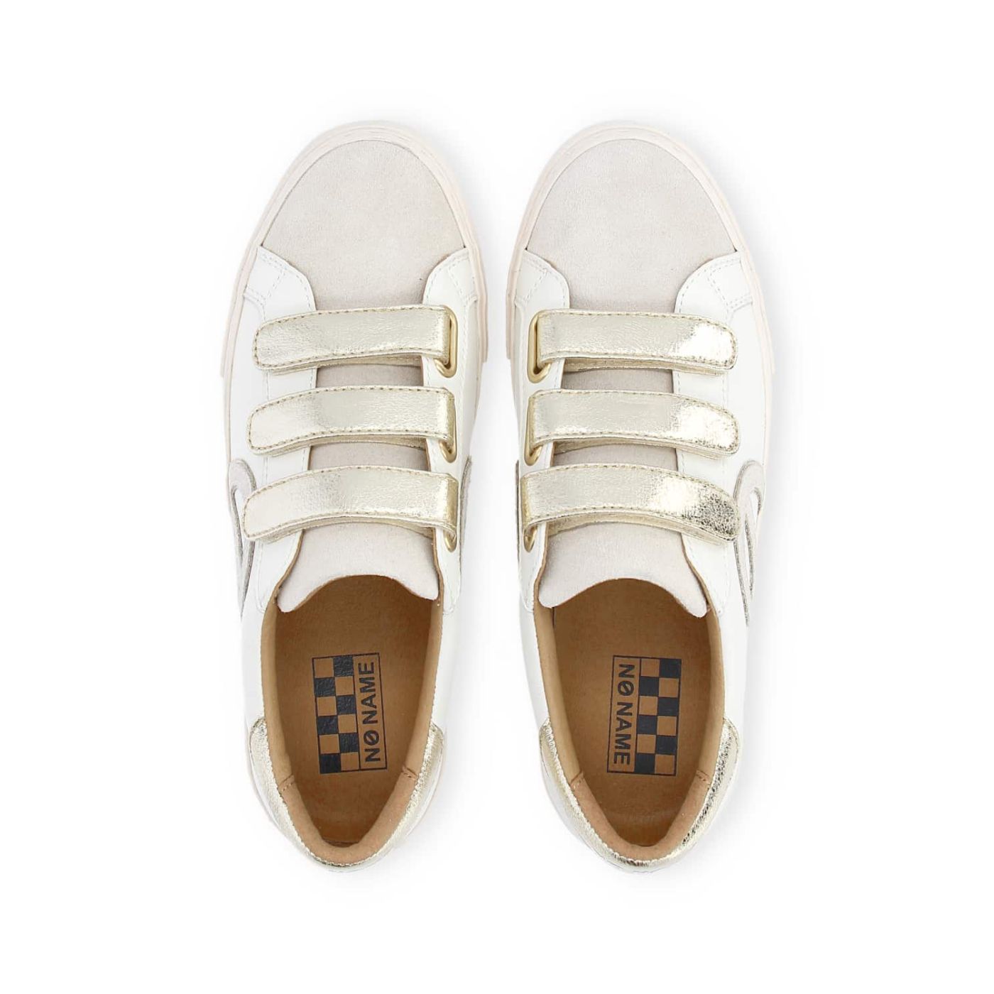 Baskets femme - NO NAME - Arcade Straps Side - effet croco - scratch -  dove/l.gold/mercure