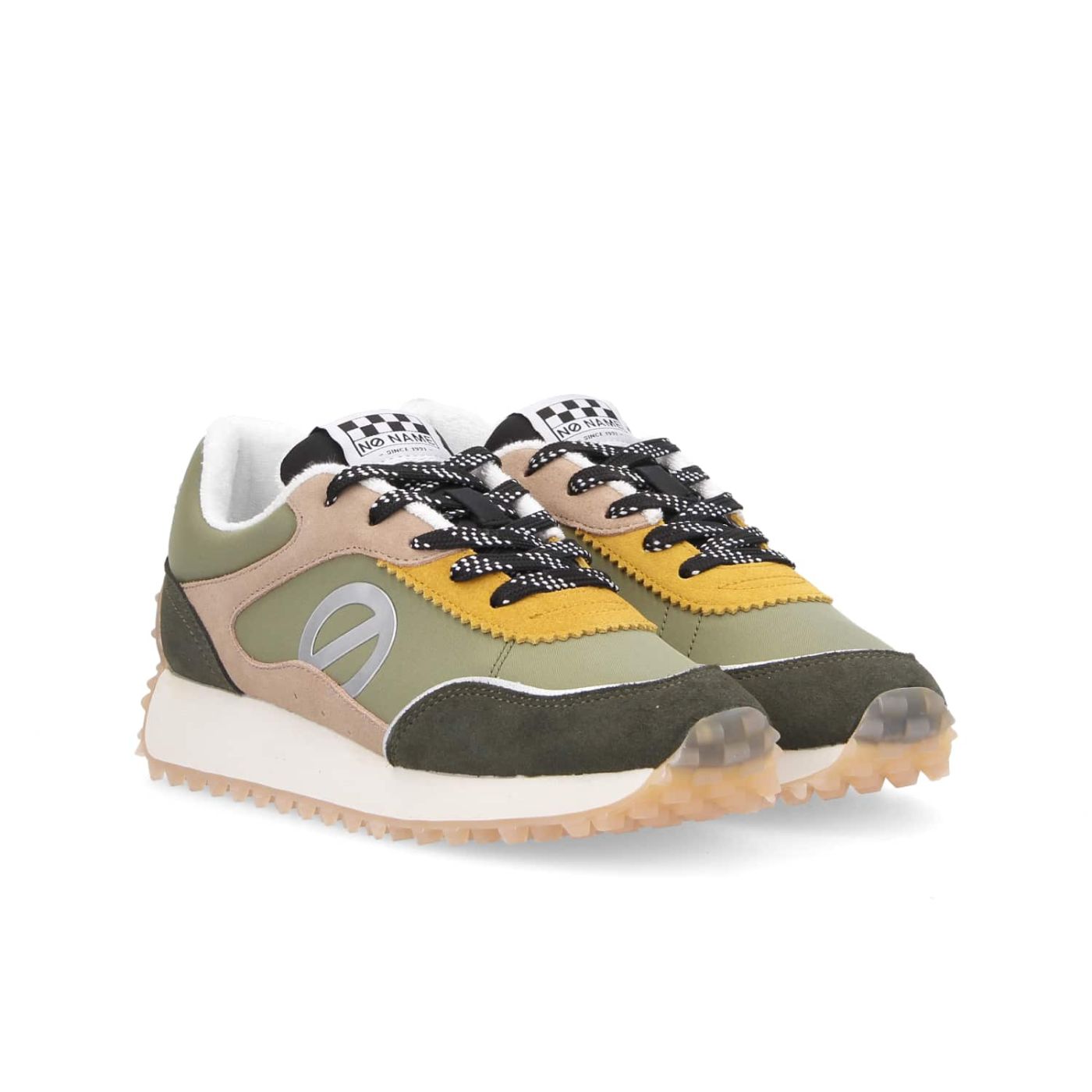 Lace-up sneakers PUNKY JOGGER - SUEDE/LUMINOUS - OLIVE No Name for woman