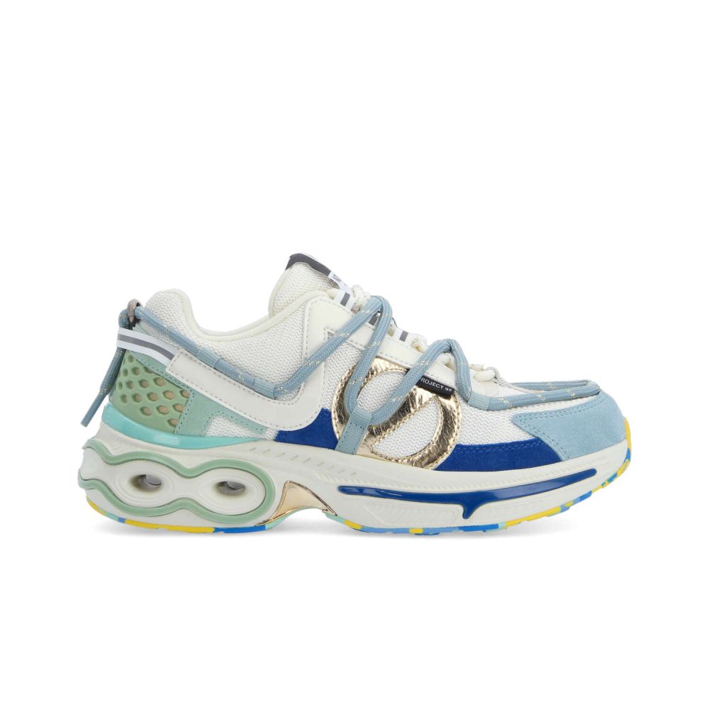 WILLO RUNNER W - MESH/SDE/PERLE - BLANC CASSE/BLEU SICILIEN